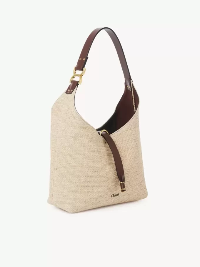 Kleine Marcie Hobo-Tasche aus Fasern mit Bast-Effekt