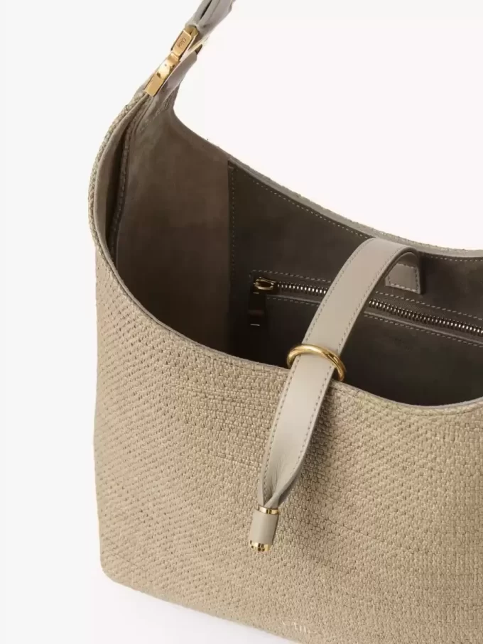 Kleine Marcie Hobo-Tasche aus Fasern mit Bast-Effekt
