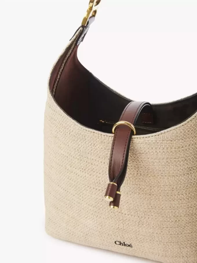 Kleine Marcie Hobo-Tasche aus Fasern mit Bast-Effekt