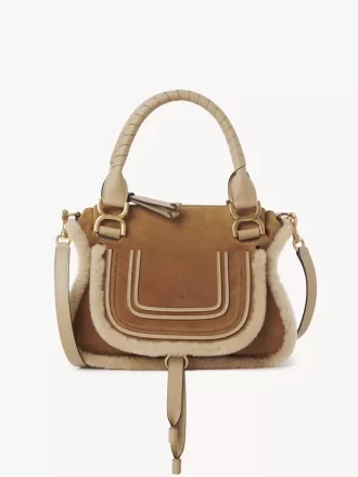 Kleine Marcie-Tasche aus Wildleder und Lammfell