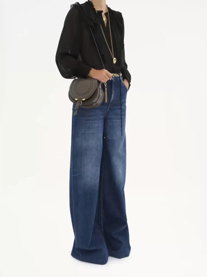 Kleine Satteltasche Marcie aus glänzendem Leder