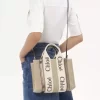 Kleine Woody-Einkaufstasche aus Leinen und Leder Kleine Woody-Einkaufstasche aus Leinen und Leder