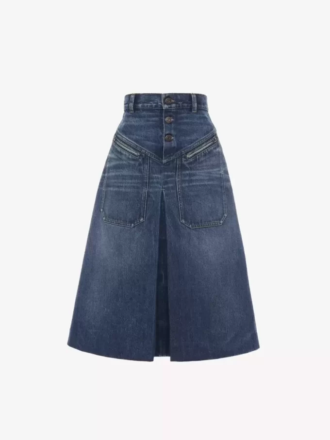 Knielanger Rock aus Denim Knielanger Rock aus Denim