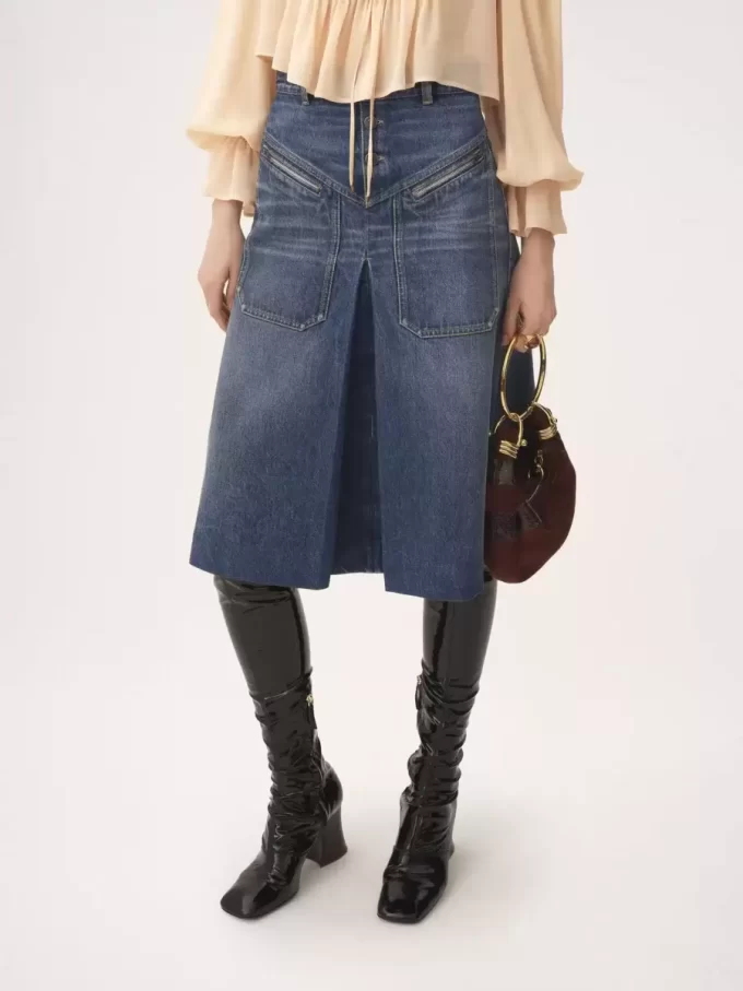 Knielanger Rock aus Denim Knielanger Rock aus Denim