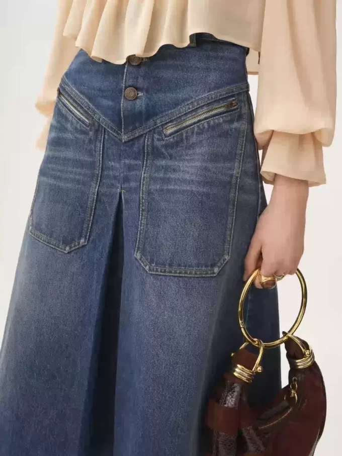 Knielanger Rock aus Denim Knielanger Rock aus Denim