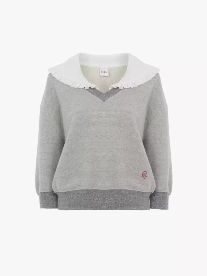 Kragenpullover aus Chiné-Fleece Kragenpullover aus Chiné-Fleece