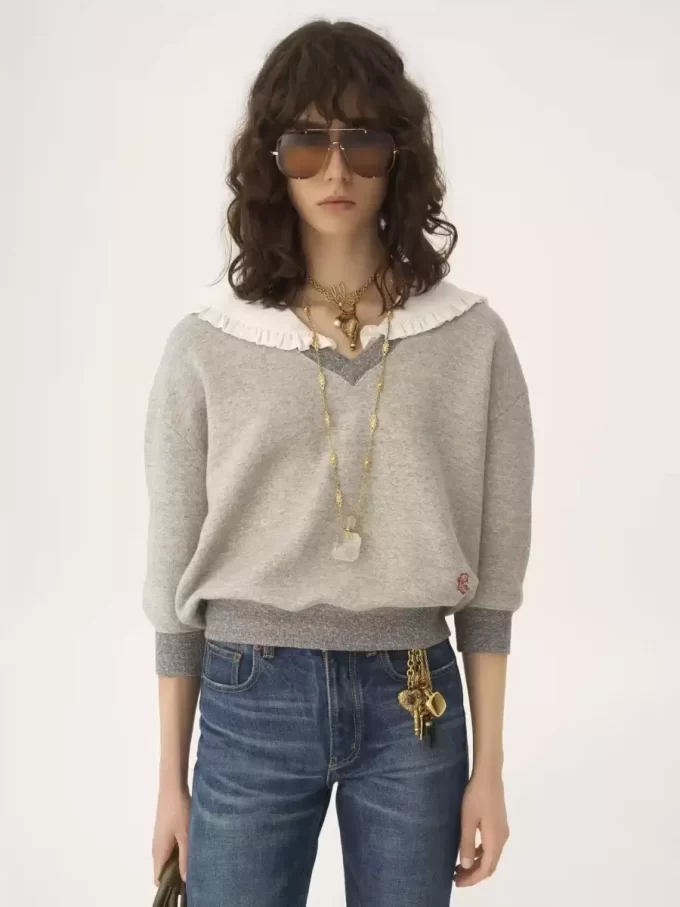 Kragenpullover aus Chiné-Fleece Kragenpullover aus Chiné-Fleece