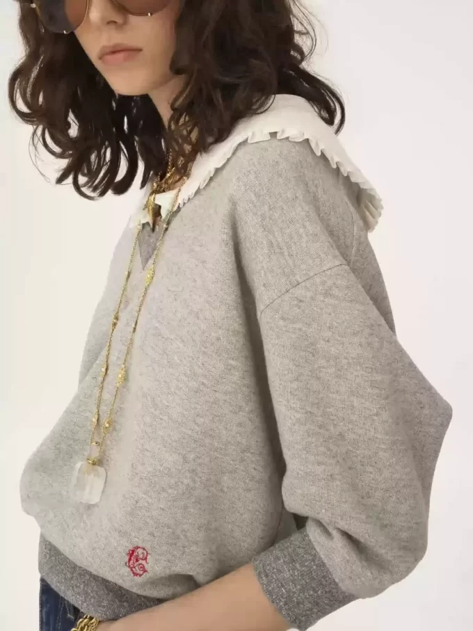 Kragenpullover aus Chiné-Fleece Kragenpullover aus Chiné-Fleece