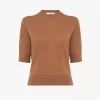 Kurzarm-Logo-Pullover aus feinem Merinowollstrick Kurzarm-Logo-Pullover aus feinem Merinowollstrick