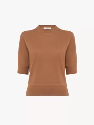 Kurzarm-Logo-Pullover aus feinem Merinowollstrick