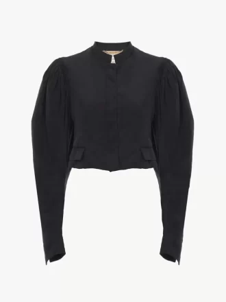 Kurze Jacke mit Puffärmeln aus Seidenfaille