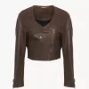 Kurze Jacke mit U-Ausschnitt aus Leder