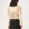 Kurze, taillierte Jacke aus Duchesse-Satin und Spitze Kurze, taillierte Jacke aus Duchesse-Satin und Spitze