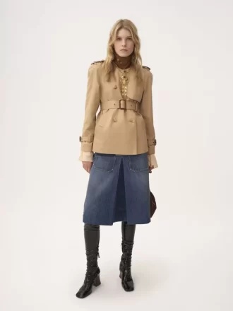 Kurzer Trenchcoat aus Baumwollgabardine