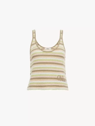 Kurzes Logo-Tanktop aus Baumwoll-Häkelstrick