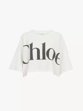 Kurzes T-Shirt mit kastenförmigem Logo aus Baumwolljersey