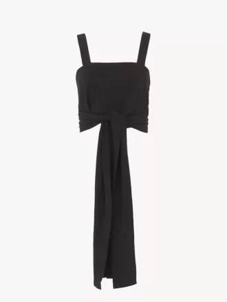 Kurzes Tanktop aus Crêpe de Chine mit Bindeband vorne