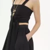 Kurzes Tanktop aus Crêpe de Chine mit Bindeband vorne Kurzes Tanktop aus Crêpe de Chine mit Bindeband vorne
