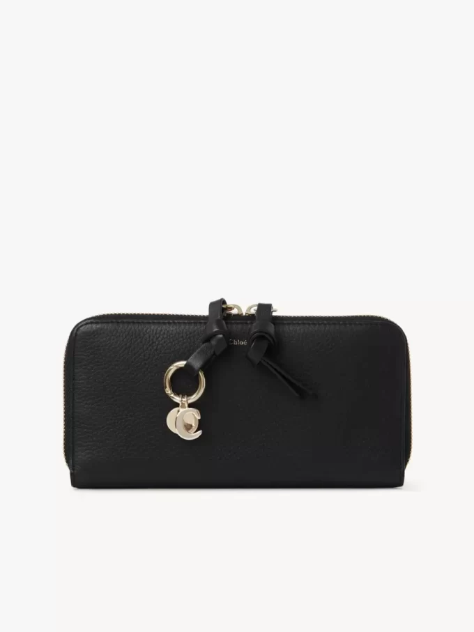 Lange Brieftasche mit Reißverschluss „Alphabet“ aus genarbtem Leder Lange Brieftasche mit Reißverschluss „Alphabet“ aus genarbtem Leder