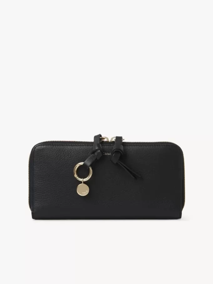 Lange Brieftasche mit Reißverschluss „Alphabet“ aus genarbtem Leder Lange Brieftasche mit Reißverschluss „Alphabet“ aus genarbtem Leder
