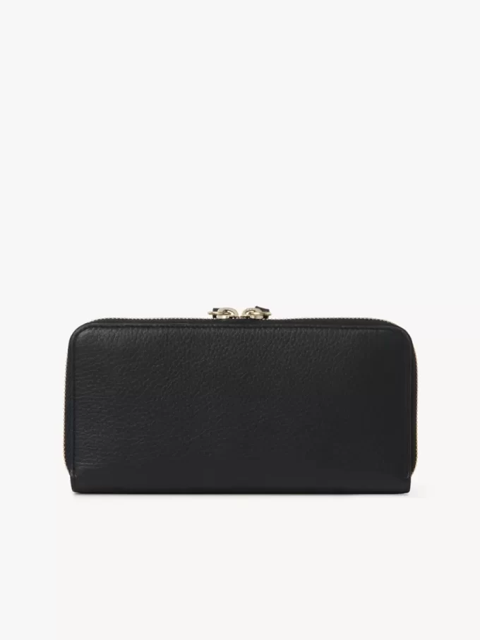Lange Brieftasche mit Reißverschluss „Alphabet“ aus genarbtem Leder Lange Brieftasche mit Reißverschluss „Alphabet“ aus genarbtem Leder