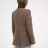 Lange Offiziersjacke aus Wolle mit Fischgrätmuster Lange Offiziersjacke aus Wolle mit Fischgrätmuster