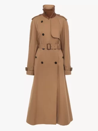 Langer Trenchcoat aus Baumwollgabardine