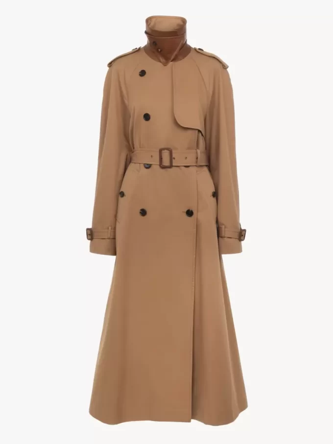 Langer Trenchcoat aus Baumwollgabardine Langer Trenchcoat aus Baumwollgabardine