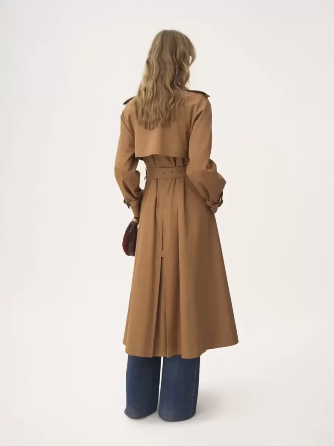 Langer Trenchcoat aus Baumwollgabardine Langer Trenchcoat aus Baumwollgabardine