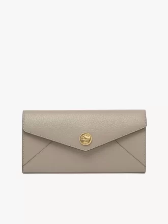 Langes Envelope-Portemonnaie mit Klappe aus genarbtem Leder