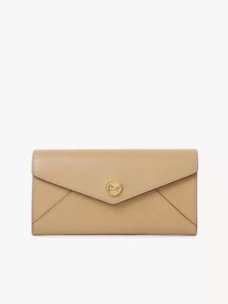 Langes Envelope-Portemonnaie mit Klappe aus genarbtem Leder