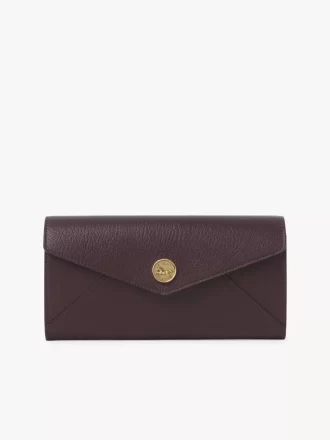 Langes Envelope-Portemonnaie mit Klappe aus genarbtem Leder