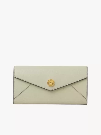 Langes Envelope-Portemonnaie mit Klappe aus genarbtem Leder