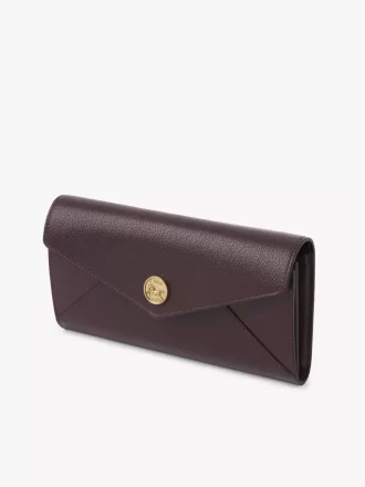 Langes Envelope-Portemonnaie mit Klappe aus genarbtem Leder