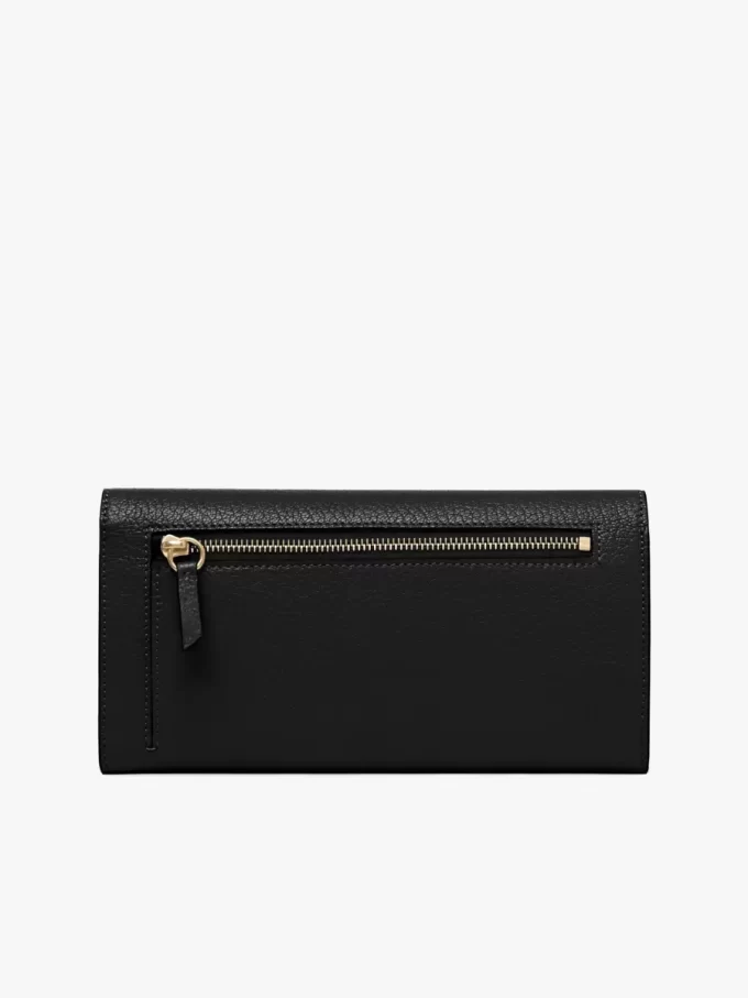 Langes Envelope-Portemonnaie mit Klappe aus genarbtem Leder Langes Envelope-Portemonnaie mit Klappe aus genarbtem Leder