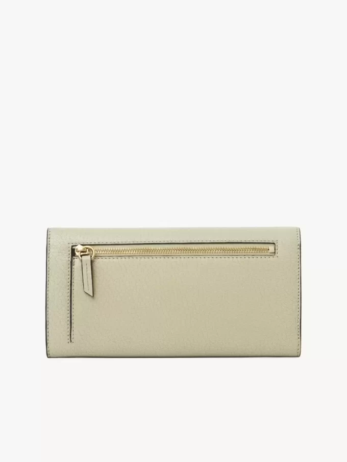 Langes Envelope-Portemonnaie mit Klappe aus genarbtem Leder Langes Envelope-Portemonnaie mit Klappe aus genarbtem Leder
