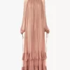 Langes Kleid mit Raffungen aus Seidenmousseline