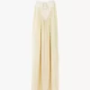 Langes Kleid mit Rüschen aus Habotai-Seide und Spitze Langes Kleid mit Rüschen aus Habotai-Seide und Spitze