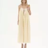 Langes Kleid mit Rüschen aus Habotai-Seide und Spitze Langes Kleid mit Rüschen aus Habotai-Seide und Spitze