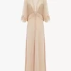 Langes Kleid mit V-Ausschnitt aus Crêpe-Satin Langes Kleid mit V-Ausschnitt aus Crêpe-Satin