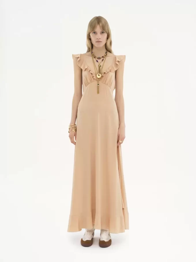 Langes Sommerkleid aus Crêpe de Chine Langes Sommerkleid aus Crêpe de Chine