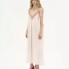 Langes Unterkleid aus Habotai-Seide und Spitze Langes Unterkleid aus Habotai-Seide und Spitze