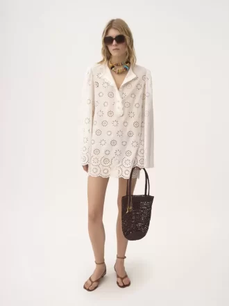 Langärmliges Minikleid aus Baumwoll-Voile