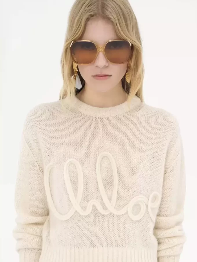 Logo-Pullover aus Alpakawolle und Seide Logo-Pullover aus Alpakawolle und Seide