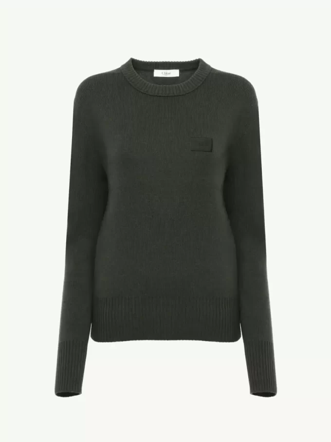 Logo-Pullover aus Merinowolle-Strick Logo-Pullover aus Merinowolle-Strick