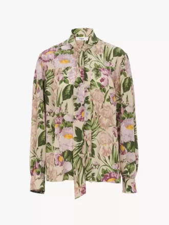 Maxi-Lavallière-Bluse mit Raffungen aus Crêpe de Chine