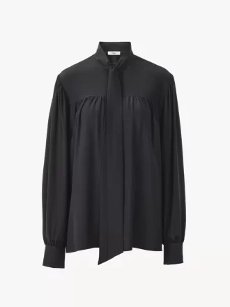 Maxi-Lavallière-Bluse mit Raffungen aus Crêpe de Chine
