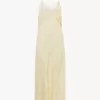 Midikleid mit dünnen Trägern aus Seidenjacquard und Spitze Midikleid mit dünnen Trägern aus Seidenjacquard und Spitze