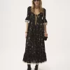Midikleid mit U-Ausschnitt aus Seidencharmeuse und Spitze