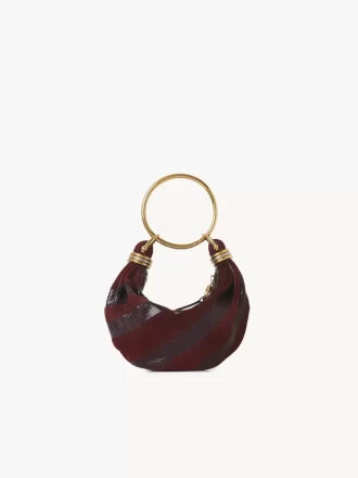 Mini-Armband-Hobo-Tasche aus Wildleder und Schlangenhaut